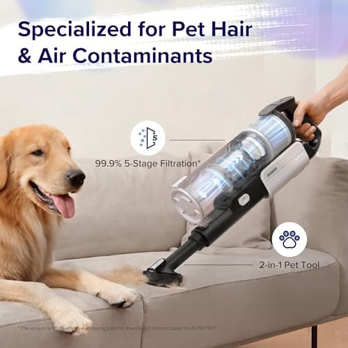 LEVOIT Cordless Vacuum Cleaner, Stick Vac with Tangle-Resistant Design, Up to 50 Minutes, Powerful Suction, Rechargeable, Lightweight, and Versatile for Carpet, Hard Floor, Pet Hair, LVAC-200