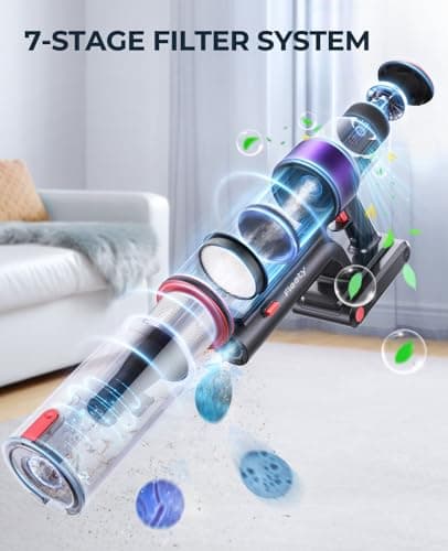 Cordless Vacuum Cleaner, 450W/40KPA 55 Mins Stick Vacuum Cleaner with LED Touch Display, Lightweight Handheld Vacuum Cleaners for Home, Carpet, Pet Hair and Hardwood Floors