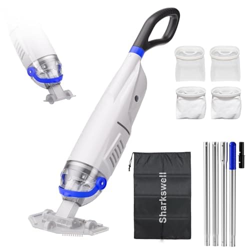 (2025 Upgraded) Cordless Pool Vacuum with Telescopic Pole, 60 Min Powerful Suction & Transparent Head, Rechargeable Handheld Cleaner for Above Ground Pools, Inground Pools, Hot Tubs and Spa