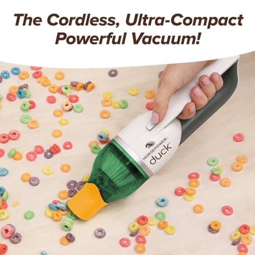 Duck Compact Cordless Vacuum by Horsepower, Ultra-Powerful, Strong Suction, AS-SEEN-ON-TV, Easy To Store, Rechargeable. Home, Auto, Pet Hair, Fits In Tiny Crevices, Includes Hose, Crevice Tool & Brush