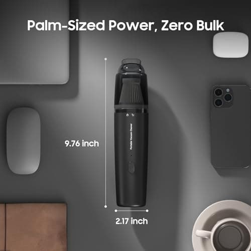 Handheld Vacuum Cordless, Portable Car Vacuum Cleaner with HEPA Filter, 2 Suction Modes, Mini Hand Held Vacuum Rechargeable for Car, Home, Office, Desk, Keyboards, Pet Hair (Black)