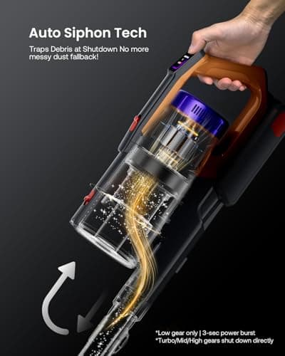 Cordless Vacuum Cleaner for Home, Upgraded 60Kpa Powerful Suction Pet Hair Vacuum with 70min Runtime, Green LED Light for Hardwood Floors & Carpet, Self-Standing Rechargeable Stick Vacuum