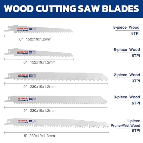 WORKPRO 32-Piece Reciprocating Saw Blade Set - Metal/Woodcutting Saw Blades, Pruner Saw Blades with Organizer Pouch