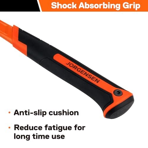 Jorgensen 20 oz Straight Claw Hammer with Magnetic Nail Holder, Rip Claw Hammer with Milled Face & Shock Absorbing Grip, Heavy Duty One-piece Forged Hammer