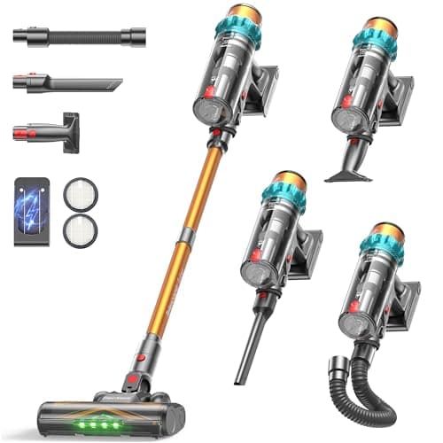 Cordless Vacuum Cleaner, Upgraded 580W 48KPA 65Mins Vacuum Cleaners for Home, Stick Vacuum with Self-Standing and Touch Screen, Anti-Tangled Handheld Vacuum for Pet Hair, Floors, Carpets, K10