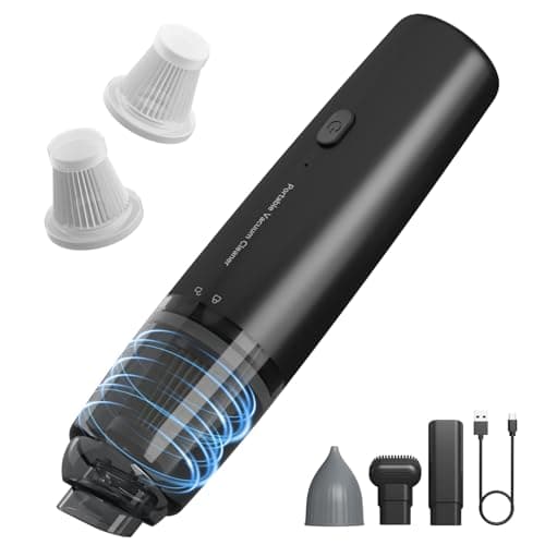 Handheld Vacuum Cordless, Portable Car Vacuum Cleaner with HEPA Filter, 2 Suction Modes, Mini Hand Held Vacuum Rechargeable for Car, Home, Office, Desk, Keyboards, Pet Hair (Black)