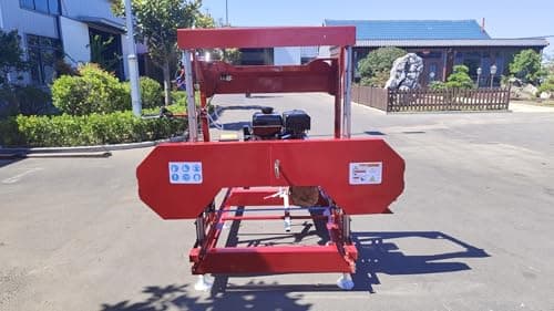 32″ Portable Sawmill, 15HP 420cc RATO Gasoline Engines with E-Start Band Saw, Adjustable Bed Leveling Feet, Red