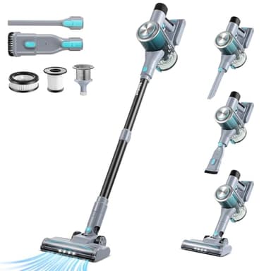 8-in-1 Cordless Stick Vacuum Cleaner, Lightweight, 40-Minute Runtime, Powerful Suction, Anti-Tangle for Pet Hair, Great for Hardwood Floors, Short-Pile Carpets, Stairs, Sofa, Gaps, and More