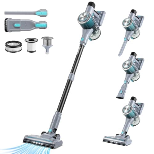 8-in-1 Cordless Stick Vacuum Cleaner, Lightweight, 40-Minute Runtime, Powerful Suction, Anti-Tangle for Pet Hair, Great for Hardwood Floors, Short-Pile Carpets, Stairs, Sofa, Gaps, and More