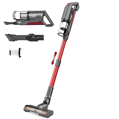whall Cordless Vacuum Cleaner, Upgraded 25Kpa Suction 280W Brushless Motor Cordless Stick Vacuum Cleaner, Lightweight Handheld Vacuum for Home Pet Hair Carpet Hard Floor, up to 55mins Runtime,Grey