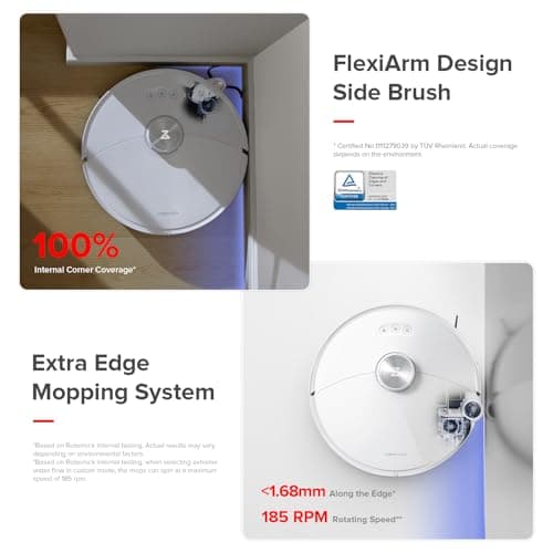 roborock S8 MaxV Ultra with Refill & Drainage System Robot Vacuum and Mop, FlexiArm Design, Auto Mop Washing&Drying, 10000Pa Suction, Obstacle Avoidance, 20mm Auto Mop Lifting, Smart Dirt Detection