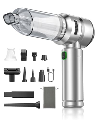 Car Vacuum,3 Suction Modes,Portable Mini Cordless Cleaner with 24000pa Suction Power,Type-C Charge,Handheld Vacuum for Home,Car, Office Desk, Keyboards(Bright Silver)