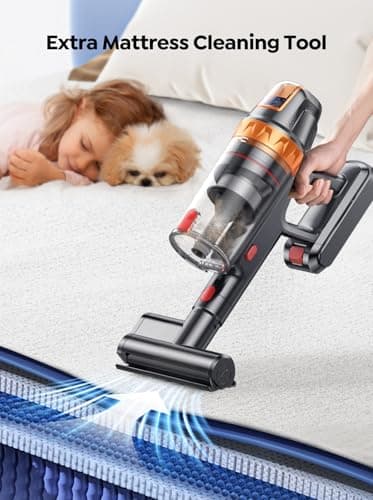 Cordless Vacuum Cleaner, 600W 45KPA with Upholstery Cleaning Tool, Stick Vacuum Cleaners for Home 60 Mins Runtime, Self-Standing, Wall Mount Charging, Rechargeable Vacuum for Floor Carpet Pet Hair