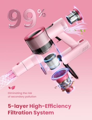 Cordless Vacuum Cleaner, Stick Vacuum with Smart LED Display, 45KPA 50Mins Vacuum Cleaners for Home, Powerful Suction, Anti-Tangled Lightweight Rechargeable Vac for Pet Hair, Carpet, Hard Floor