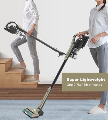Cordless Vacuum Cleaner, 25Kpa Powerful Suction Ultralight Stick Vacuum with Tangle-Resistant Floor Brush, 2500mAh Fast-Charging Battery for Pet Hair Floor Carpet Stair, 4 Hepa