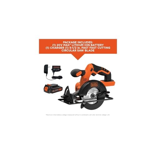 BLACK+DECKER 20V MAX POWERCONNECT 5-1/2 in. Cordless Circular Saw with Battery and Charger (BDCCS20C)