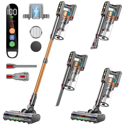 Cordless Vacuum Cleaner, 580W/48KPA/65Mins Vacuum Cleaners for Home, Super 1.8L Cup& Large LED Screen Stick Vacuum Anti-Tangle, Lightweight Cordless Vacuum with Charging Dock for Pet Hair/Carpet/Floor