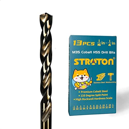 Cobalt Drill Bit Set (1/16-1/4 Inch, 13PCS), M35 High Speed Steel Twist Drill Bits for Stainless Steel, Hard Metal, Cast Iron, Plastic and Wood