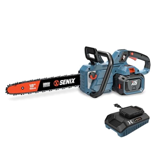 SENIX Chainsaw|60V 18" Battery Chainsaw|Brushless Electric Chainsaws|Cordless Chain Saw with 4Ah Battery & Charger|Garden Tool for Trees, Pruning, Branch Trimming, Best Gifts for Man, CSX6-M1