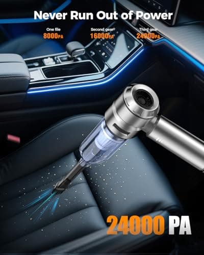 Car Vacuum,3 Suction Modes,Portable Mini Cordless Cleaner with 24000pa Suction Power,Type-C Charge,Handheld Vacuum for Home,Car, Office Desk, Keyboards(Bright Silver)