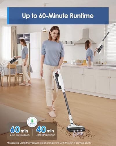 Tineco Floor ONE S5 Smart Cordless Wet Dry Vacuum & A30S Cordless Stick Vacuum Cleaner, 160W Suction, 60Min Runtime, 1L Larger Dustbin, ZeroTangle Brush, PureCyclone Tech, LED Headlight, White