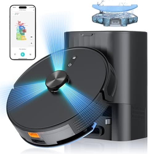 3-in-1 Robot Vacuum and Mop Combo, Self Emptying Station for 60 Days, Robotic Vacuum Cleaner with LiDAR Navigation & Max Strong 5000Pa Suction, 2.4G WiFi/Alexa/App Control, Self-Charging Base