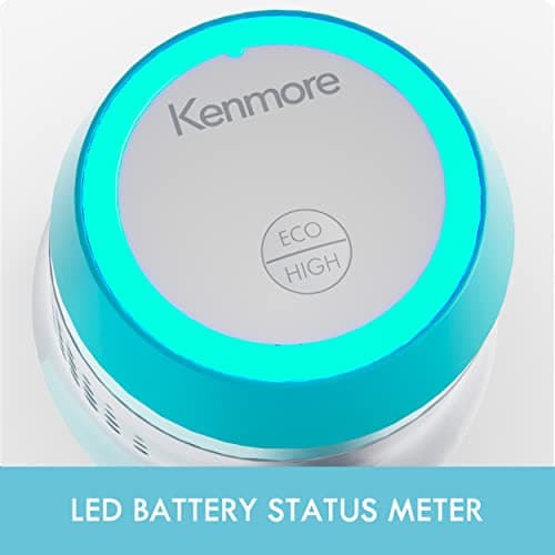 Kenmore DS4065 Cordless Stick Vacuum 1L Capacity Lightweight Cleaner 2-Speed Power Suction LED Headlight 2-in-1 Handheld for Hardwood Floor, Carpet & Dog Hair, Blue, DS4065