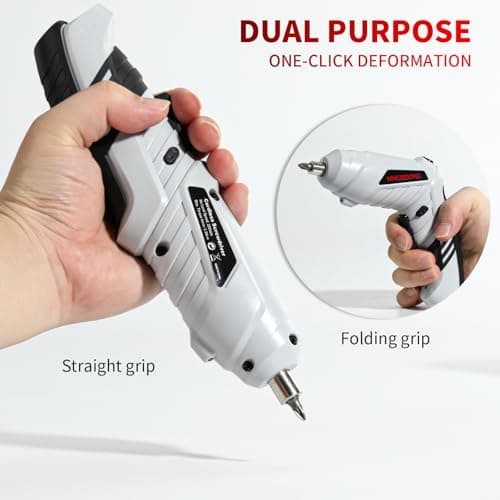 Electric Cordless Screwdriver Set, power-screw-guns，Rechargeable Cordless Power Tool with Carrying Case and Bits (white)