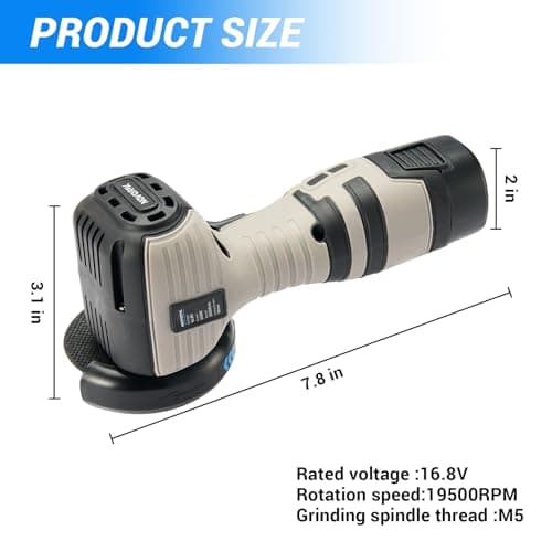 Angle Grinder Tool,Cordless Portable Angle Grinder with 2pcs 16.8V 2000mAh Battery 5-Cutting Discs 28000rpm,Power Angle Grinder for Wood Metal Stone Concrete (brush)