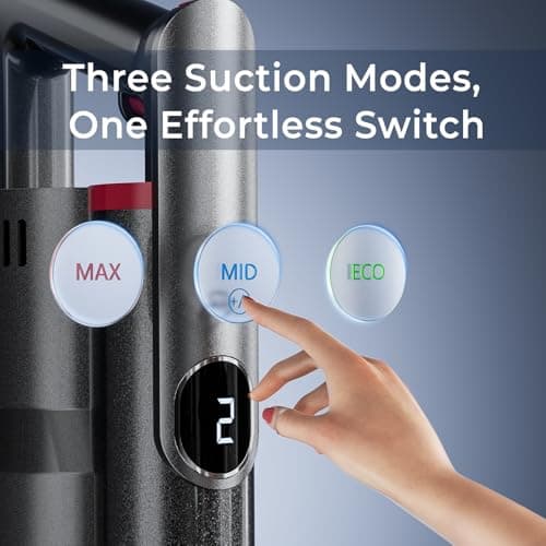 Cordless Vacuum Cleaner 45Kpa Brushless Motor Vacuum Cleaners for Home, Lightweight Stick Vacuum with LED Floor Brush, Rechargeable Cordless Vacuum for Pet Hair Carpet Hardwood Floor