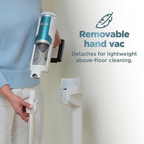 Shark Clean & Empty Cordless Stick Vacuum – Lightweight Cordless Vacuum with HEPA Filter, Portable, Rechargeable, Auto-Empty System, Stick Vacuum for Pet Hair, Carpets & Hardfloor, White, BU3521
