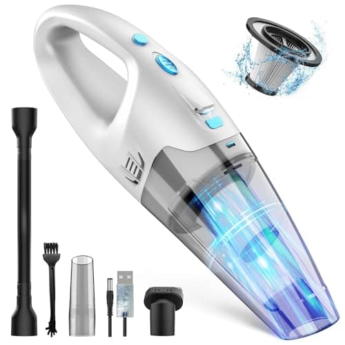 Handheld Vacuum Cordless,Car Hand Cordless Rechargeable,Powerful Suction Hand Held Vacuum with LED Light/Multi Accessories,1.6lbs Car Mini Portable Vacuum Cleaner for Home Office Pet