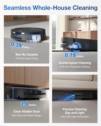 ECOVACS DEEBOT T80 Omni Robot Vacuum and Mop, 18,000Pa Suction, OZMO™ Roller Real-Time Mop Washing, Self-Emptying, Hot Air Drying, AI Navigation, Anti-Tangle Brush, for Pets, Carpets & Hard Floors