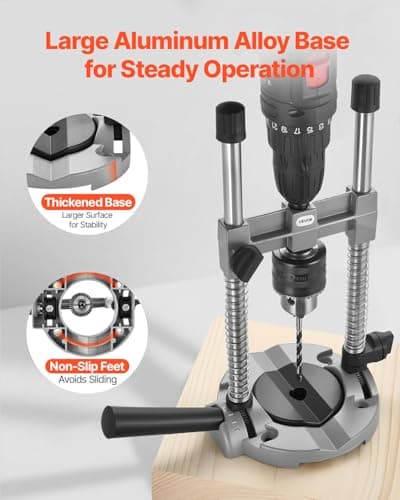 VEVOR Drill Guide, Multi-Angle Press Portable Precision Drilling Guide Jig Attachment, with Large Handle and Mounting Holes, Aluminum Alloy, for Drilling Angled or Straight Holes, for Wood Working