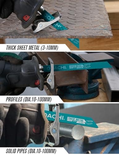 ODACHI Heavy Metal Cutting Reciprocating Saw Blades 9 Inch 14TPI Sawzall Blades for Pipe, Sheet, Rebar, Bi-Metal Sabre Saw Blades High Wear Resistance for Cutting 5 Pack