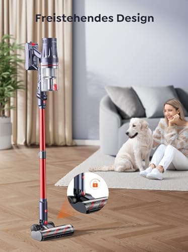 Cordless Vacuum Cleaner 45000Pa/550W/60 Min, Cordless Vacuum Cleaner with Storage Function, Wall Bracket with Integrated Charging Station, Super Quiet Battery Vacuum Cleaner for Hard Floors