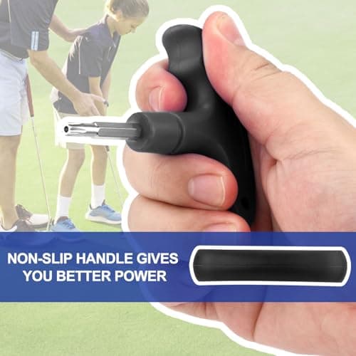 Golf Torque Wrench, Adjustable Golf Tool with Plastic Handle Metal Golf Driver Tool Golf Driver Spike Wrench Portable Golf Club Adjustment Head Tool for Golf Club Driver Equipment (Black)