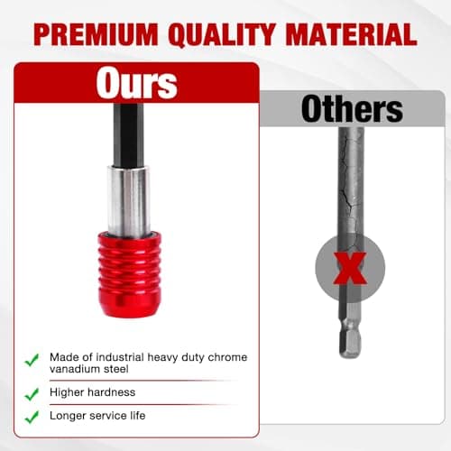 Drill Bit Extension 2/4/6/12’’, Magnetic Bit Holder 4 Pcs, Drill Extension Bit Holder 1/4’’ Hex, Bit Holder for Impact Driver CR-V Steel Quick Release for Screwdriver Bit Nut Drill Socket by XIOGZAXI