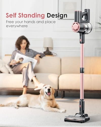 V8PRO Cordless Vacuum Cleaner for Home - 25Kpa Stick Vacuum with Self Standing Design, Max 35Min Runtime, 6 in 1 Lightweight Vacuum for Hardwood Floors and Carpet Pet Hair (Champagne)