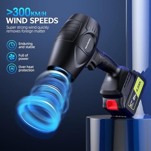 Electric-Cordless-Leaf-Blower - 500000RPM Handheld Leaf Blower - 2 X 4.0Ah Batteries and Charger Included, Lightweight Leaf Blowers for Patio Cleaning Dark