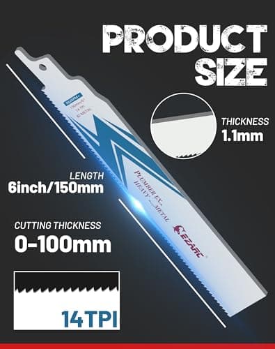 EZARC Reciprocating Saw Blade Bi-Metal Cobalt Sabre Saw Blades for Heavy Metal Cutting 6-Inch 14TPI R626PM+ (5-Pack)