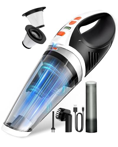 BRL Handheld Vacuum Cordless Car Vacuum Cleaner Rechargeable with LED, Hand Vacuum Lightweight, High Power Suction, Hand Held Vacuum Washable Filter and Multi-Nozzles for Car, Home Office, Pets