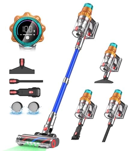 Cordless Vacuum Cleaners for Home,8-in-1/65Min/600W/48Kpa Powerful Suction,Self-Standing Cordless Stick Vacuum Cleaner,Lightweight Anti-Tangle Rechargeable Vacuum for Floor/Carpet/Pet Hair/Car