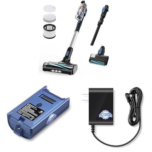LEVOIT LVAC-300 Cordless Vacuum Cleaner & Replacement Battery & Charger, Up to 120 Mins, Powerful Suction, Tangle-Resistant Design, for Carpet, Hard Floor, Pet Hair
