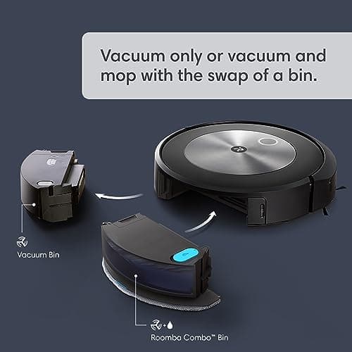 iRobot Roomba Combo j5 Robot Vacuum & Mop – Identifies and Avoids Obstacles Like Pet Waste & Cords, Clean by Room with Smart Mapping, Works with Alexa, Ideal for Pet Hair, Roomba Combo J5