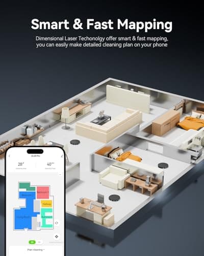 Robot Vacuum and Mop Combo, LiDAR Navigation, Ultra Slim Design, 9000Pa Suction Robotic Vacuum Cleaner – 200 Min Runtime, Auto Recharge, Customizable Cleaning for Pet Hair, Hard Floors