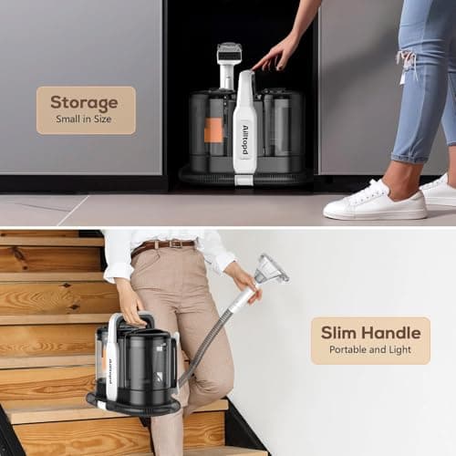 Portable Carpet & Upholstery Spot Cleaner, 15Kpa Powerful Suction & Spot Remover, Deep Stain Cleaning for Carpet, Car Seats, Pets, Stairs, Couches, with Dual Size BrushHead