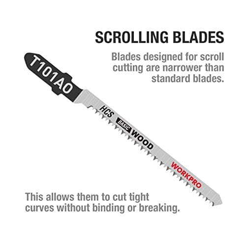 WORKPRO 25-Piece T-Shank Jig Saw Blade Set with Storage Case, Made with HCS/HSS/BIM, Assorted Blades for Wood, Plastic and Metal Cutting