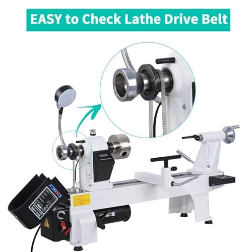 CXRCY 12" x 18" Wood Lathe, Powerful Benchtop Wood Lathe Machine 3/4 HP Infinitely Variable Speed 650-3800 RPM with Lathe Belt & Goggle for Woodworking, Woodturning (Model:WL460-12VF)