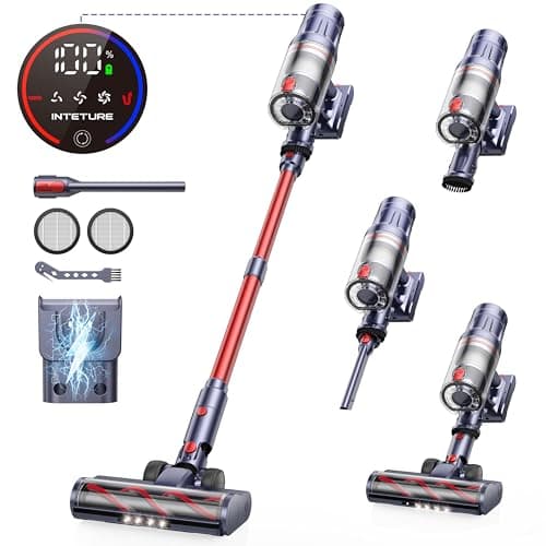 Cordless Vacuum Cleaner 45000Pa/550W/60 Min, Cordless Vacuum Cleaner with Storage Function, Wall Bracket with Integrated Charging Station, Super Quiet Battery Vacuum Cleaner for Hard Floors